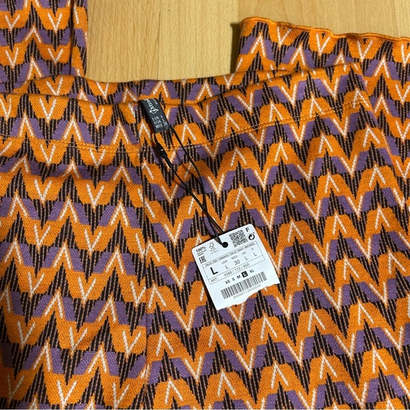 NWT Zara Stradivarius Knit Flare Chevron Pant Large Boho Hippie - Picture 4 of 14